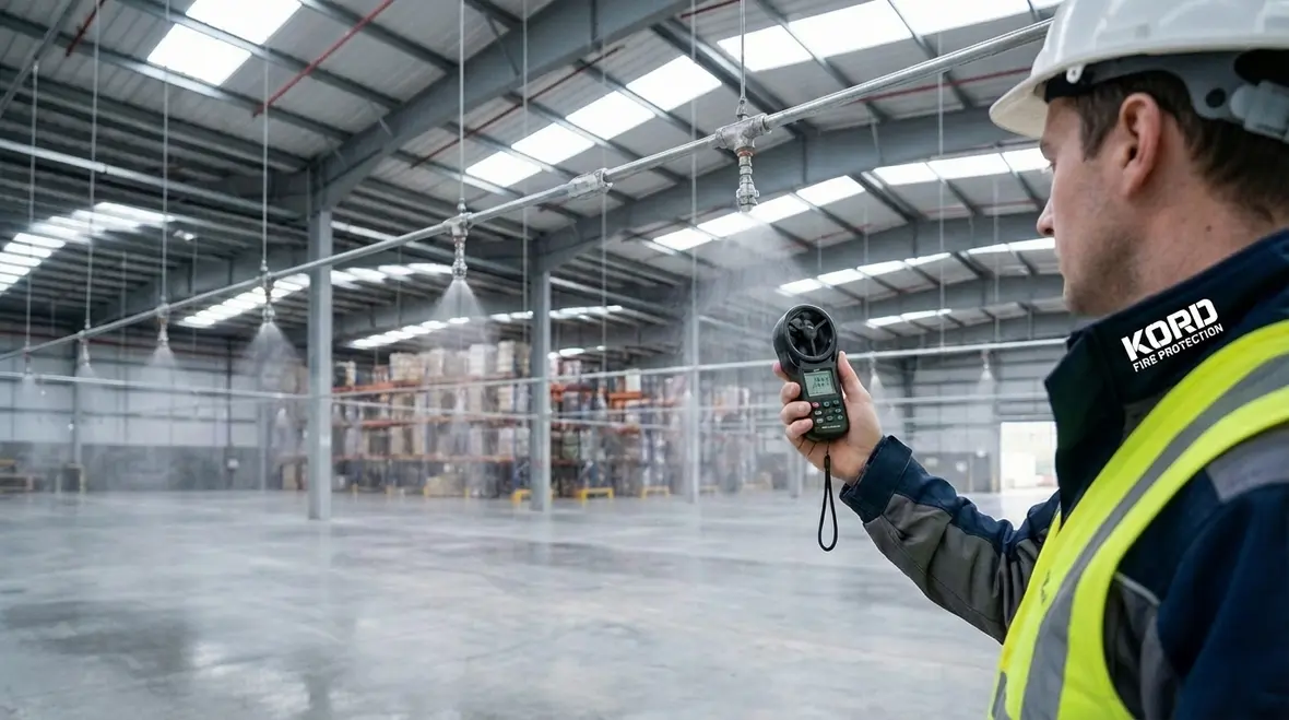 Ceiling utilities and beams creating potential obstructions for mist nozzles