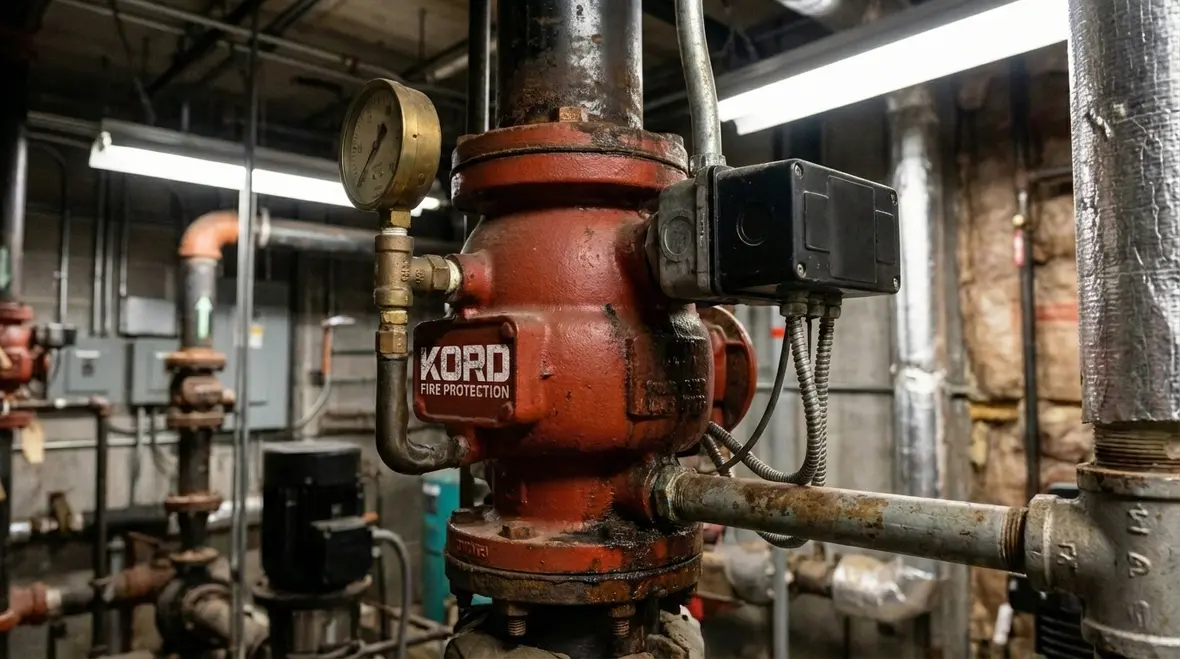 Hotel fire alarm control panel connected to monitoring center