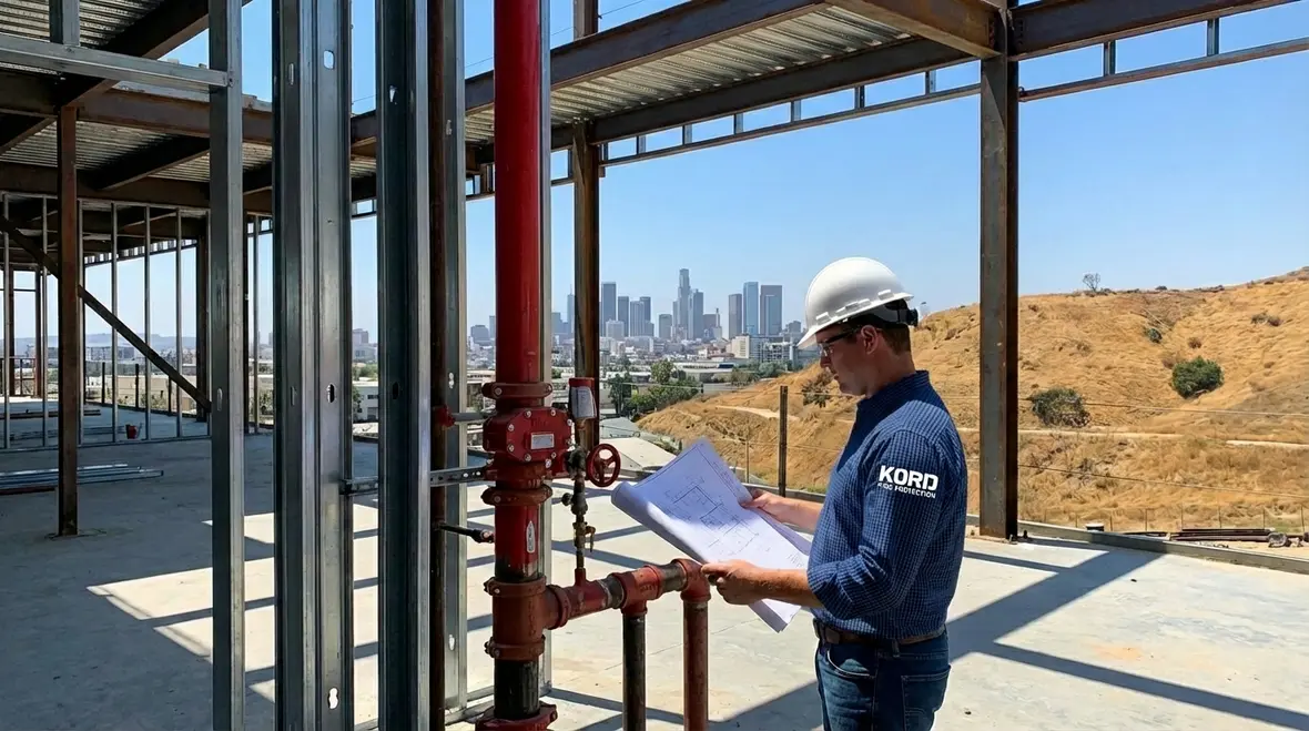 New construction fire protection Los Angeles skyline