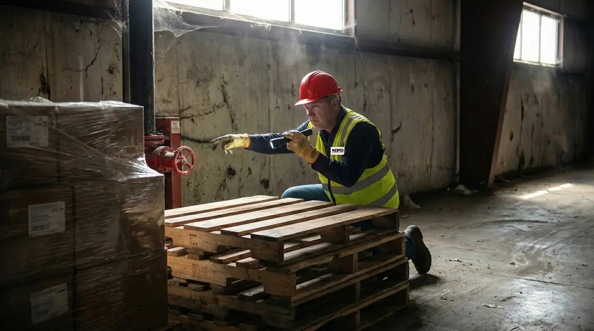 Technician inspecting fire protection system for FM Global compliance
