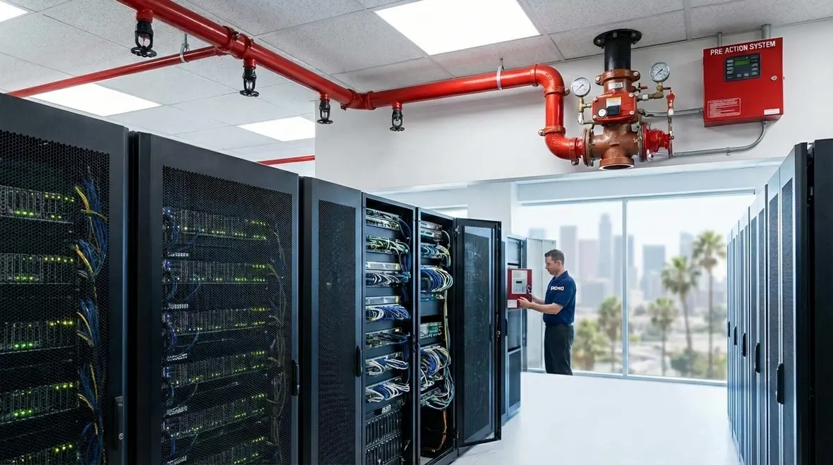 Pre Action Fire Sprinkler Systems for LA Server Rooms