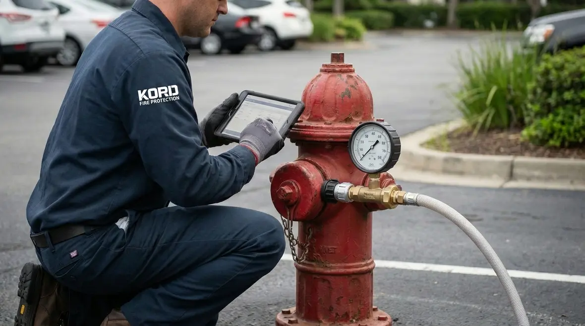 Professional fire hydrant inspection technicians from Kord Fire Protection