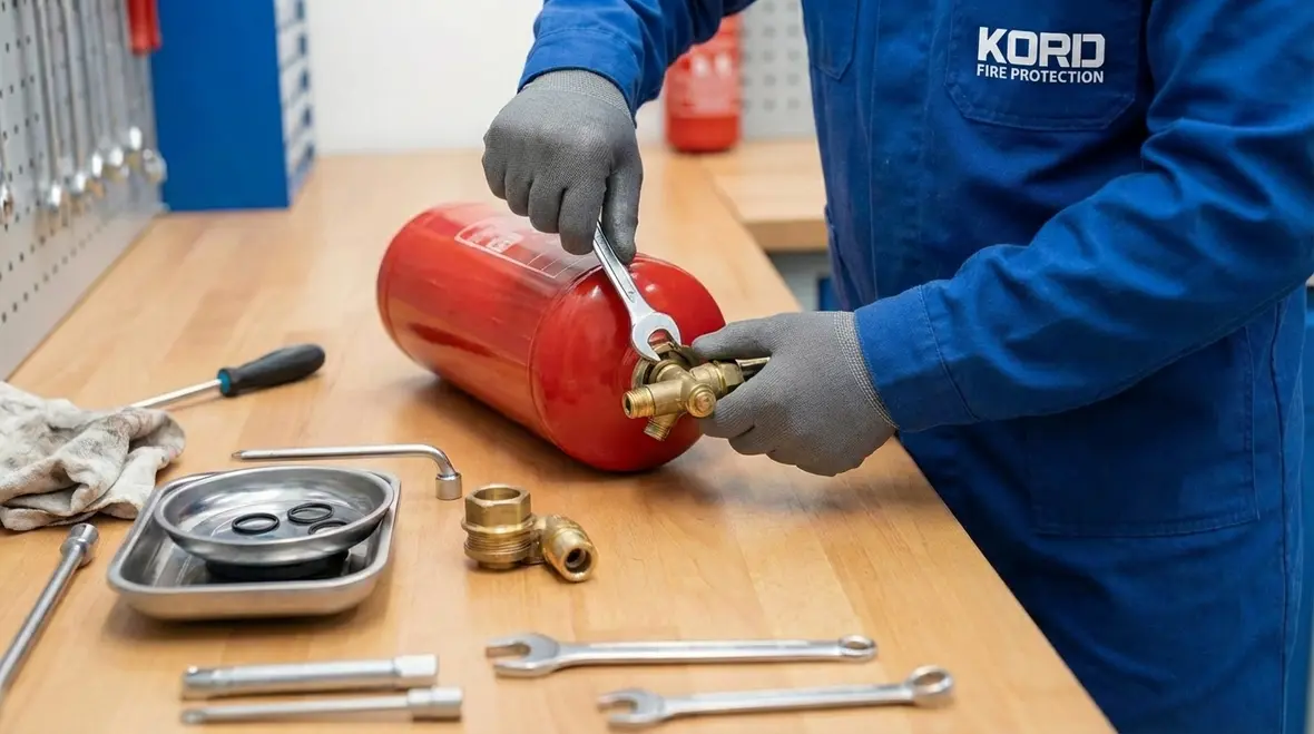 Damaged and corroded fire extinguisher that failed hydrostatic test