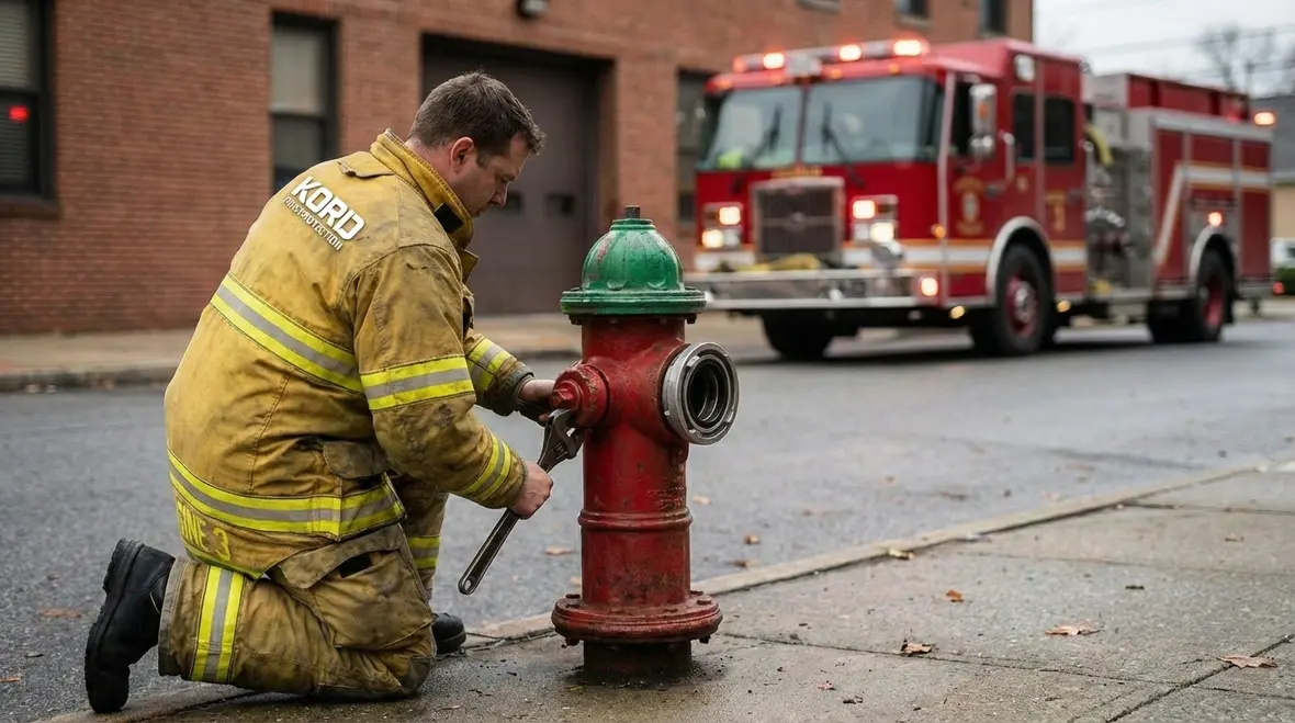 Close-up of a red fire hydrant on a city street