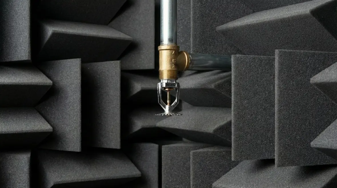 Interior of anechoic chamber with hidden fire protection