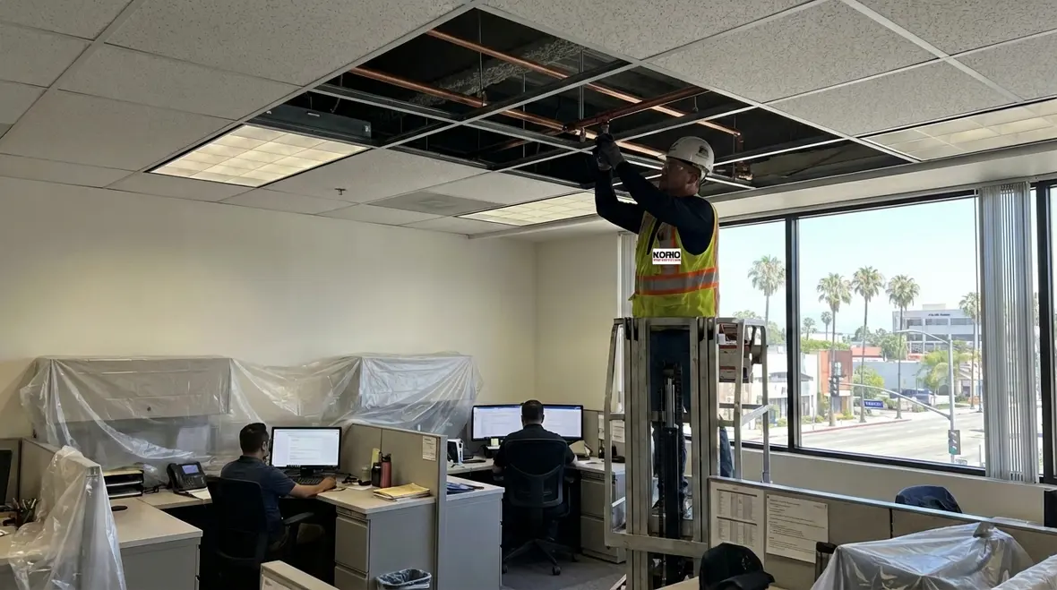 Retrofit fire sprinkler system in Los Angeles office building