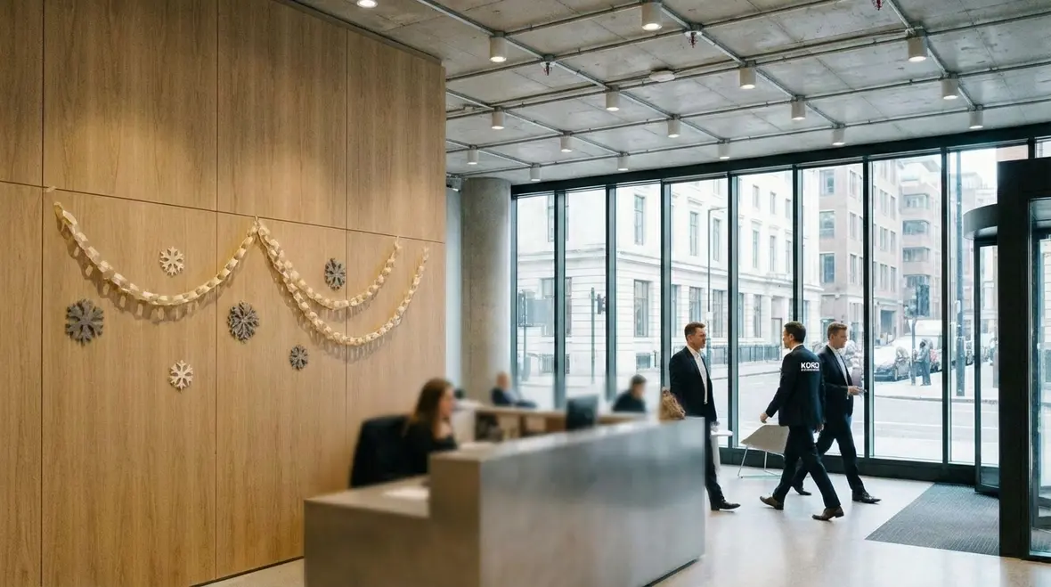 Orange County lobby decorated with safe seasonal decor