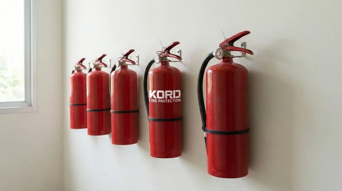 Closeup of punched fire extinguisher inspection tag