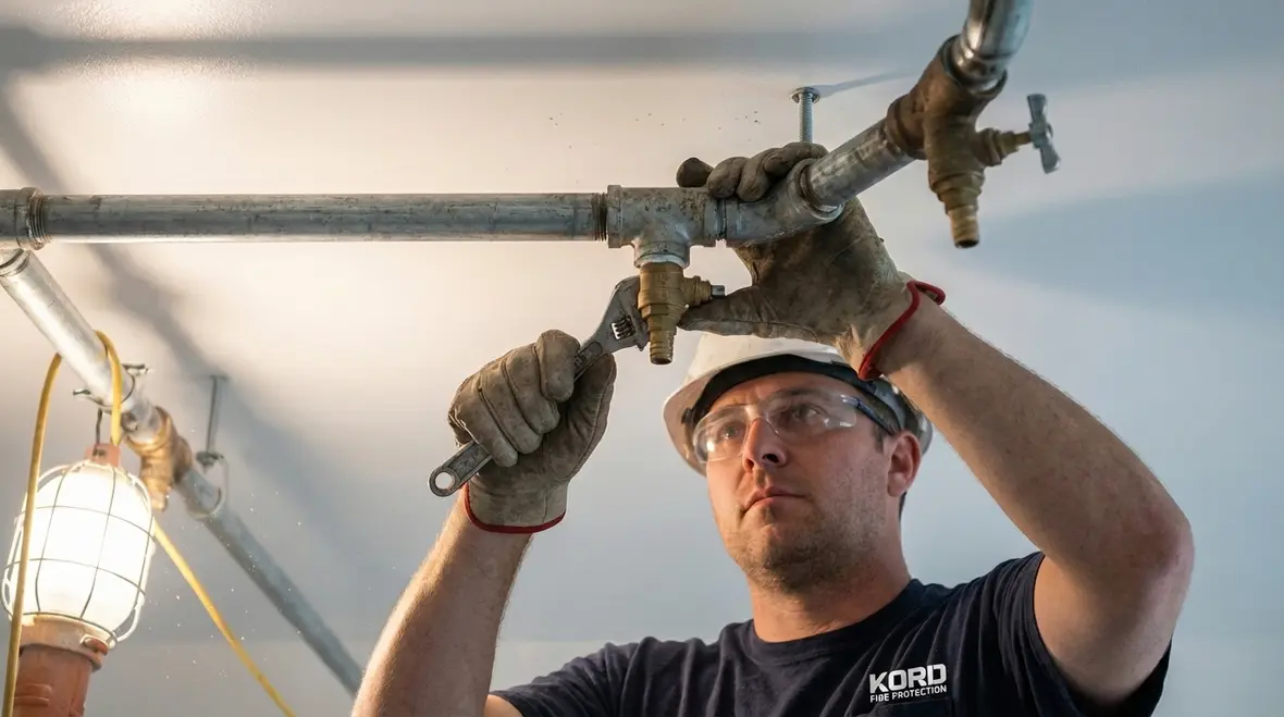 Wide Southern California commercial space with long sprinkler branch lines