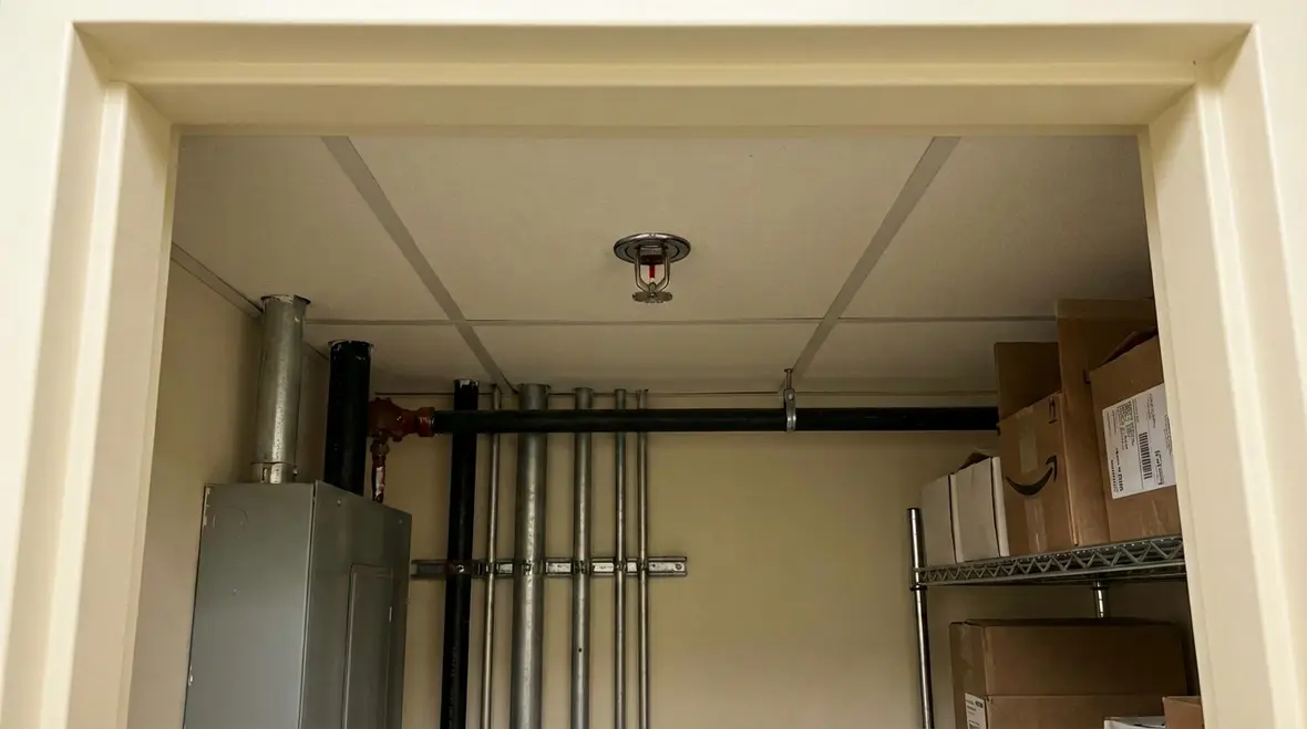 Small room sprinkler layout in Orange County hotel