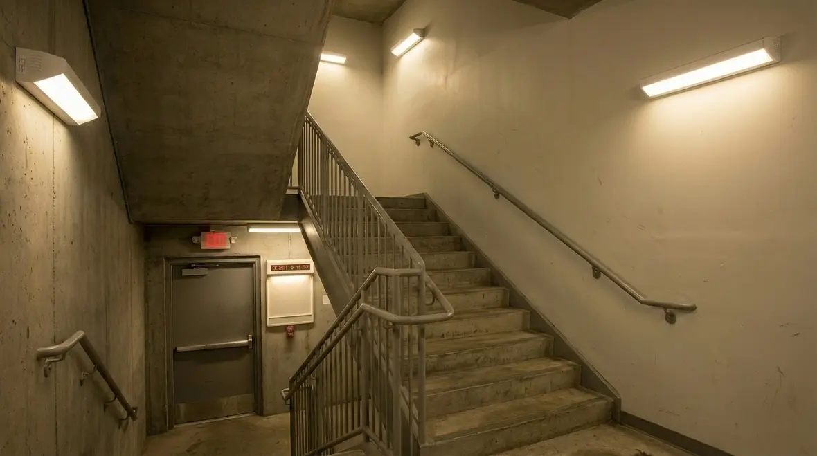 Emergency lighting layout planning on building staircase