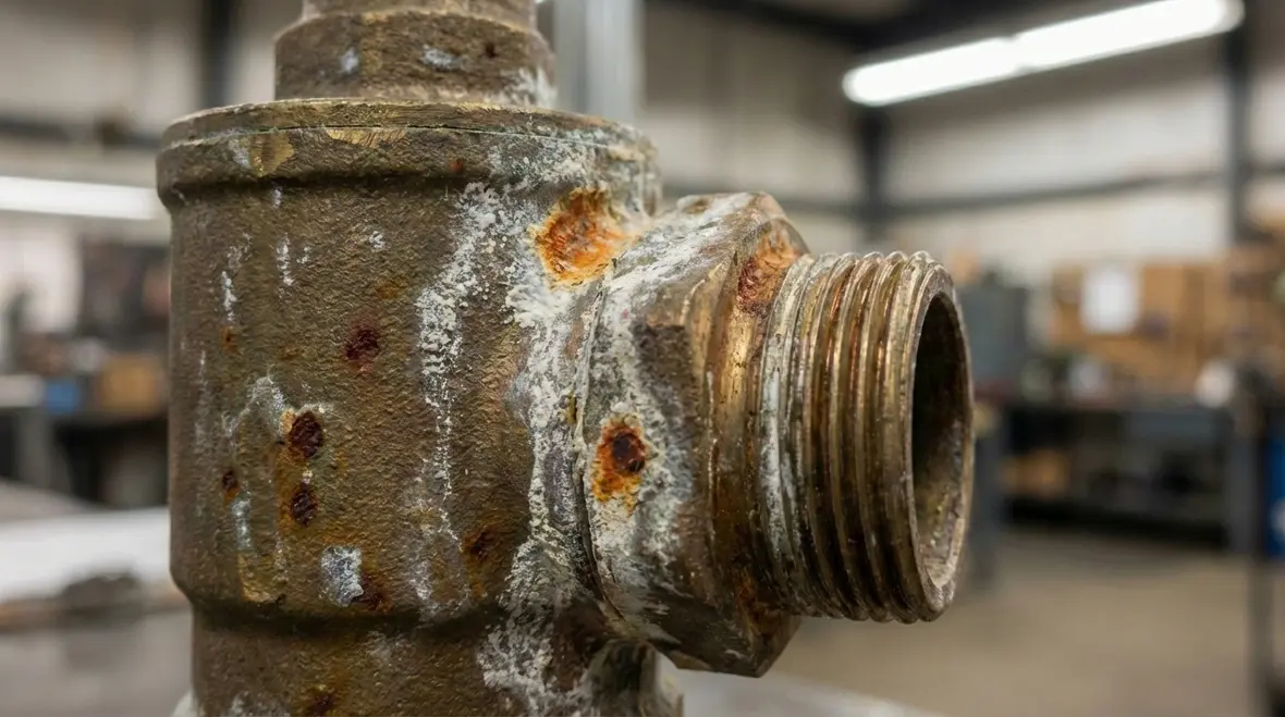 Building engineer documenting a leaking standpipe hose valve in a stairwell