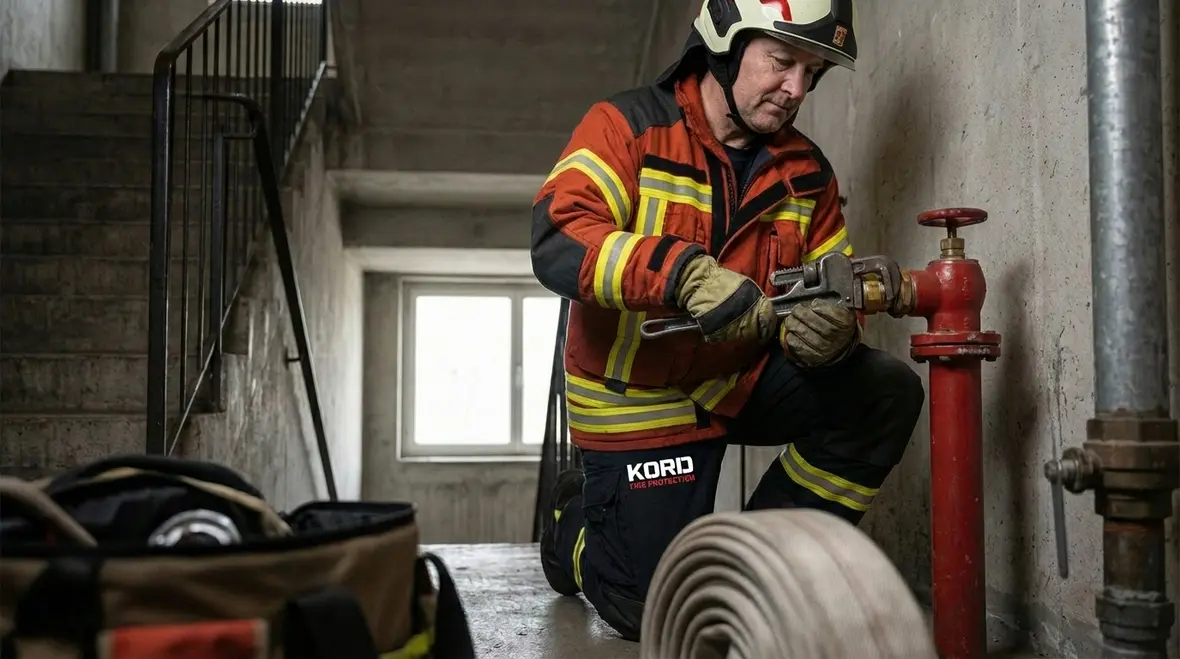 Close-up of a leaking standpipe hose valve