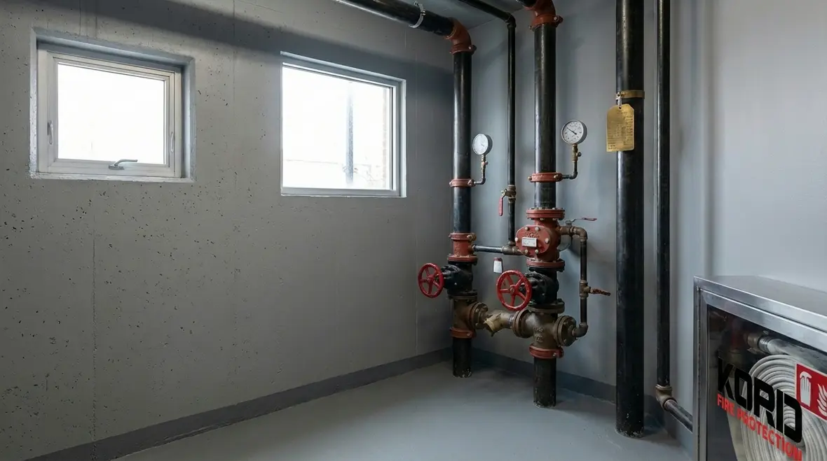 Fire riser layout with standpipe and sprinkler combination piping