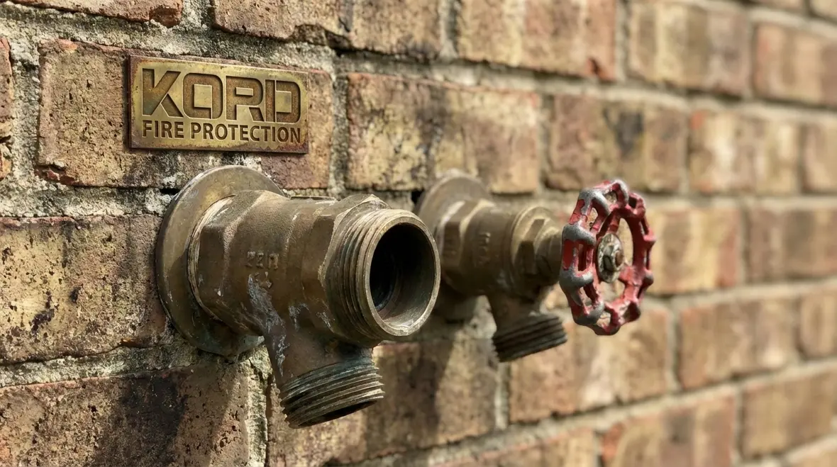 Standpipe riser running vertically through a multi story building