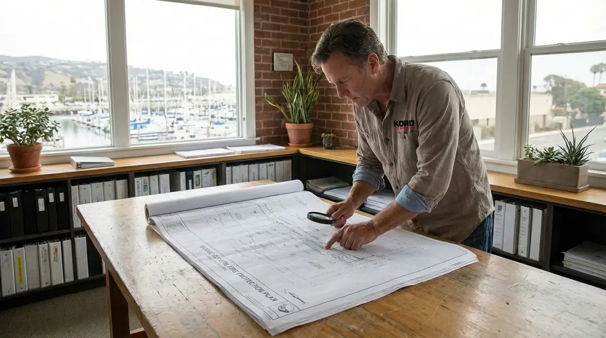 Fire safety inspection in Oxnard commercial building