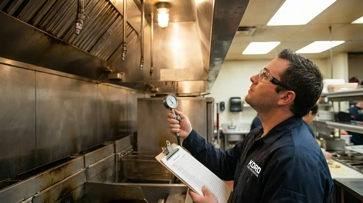 Commercial dining area adjacent to protected kitchen line