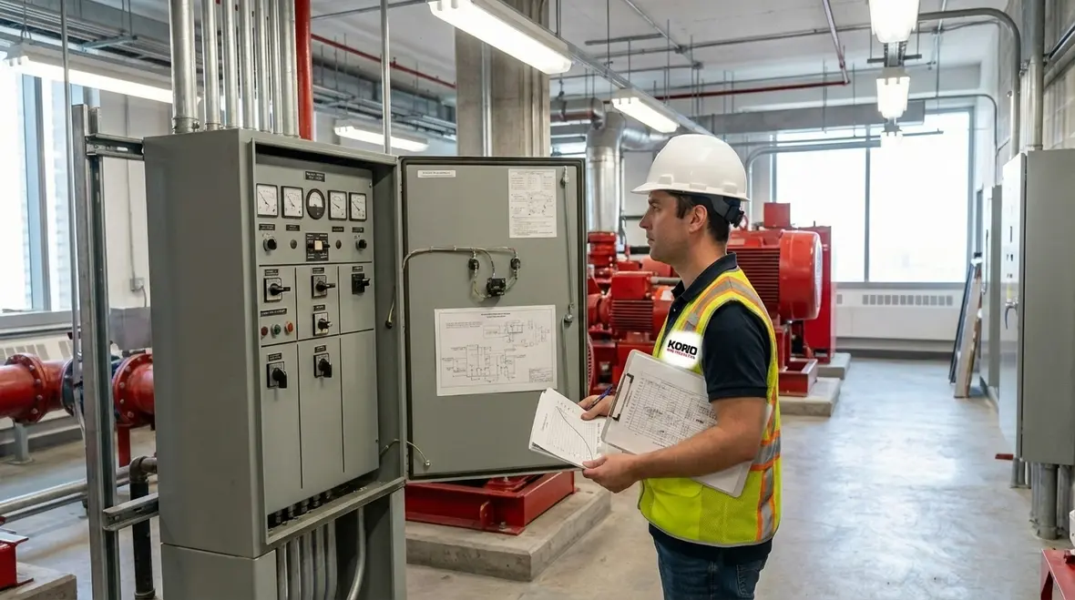 Industrial fire pump and gauges requiring calibration