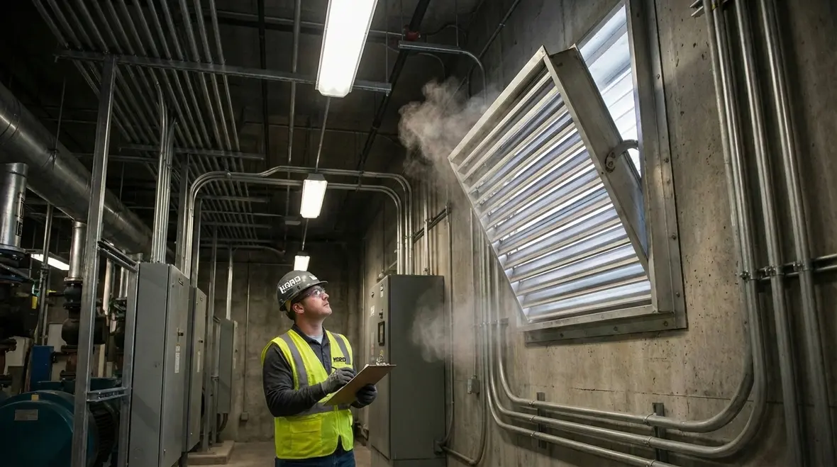 Clean agent discharge illustration highlighting pressure changes in a protected room