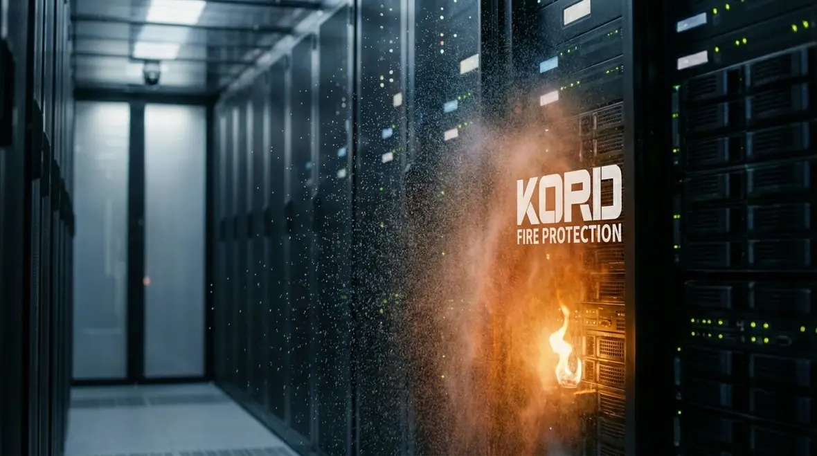 Water mist fire protection nozzles covering industrial machinery