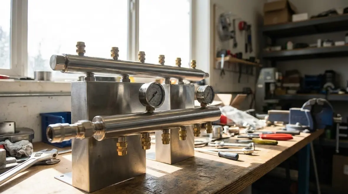 Technician inspecting core components of a water misting system