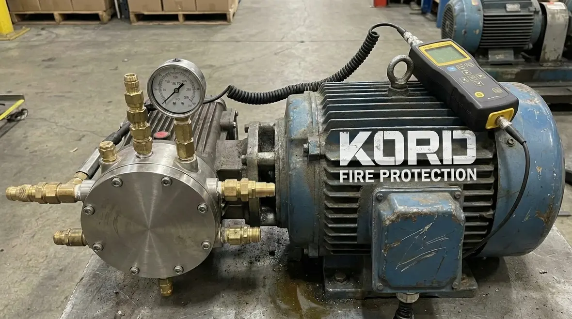 High pressure water mist pump being serviced