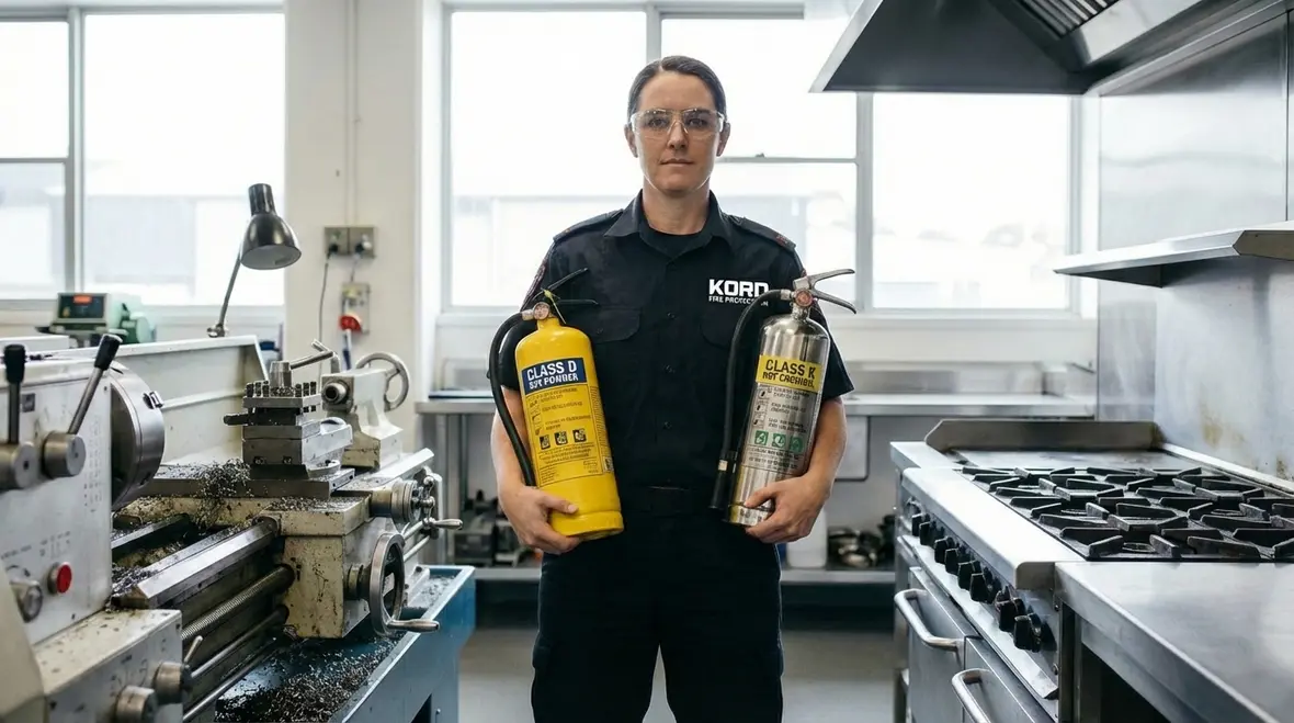 Class B and C fire extinguishers in commercial space