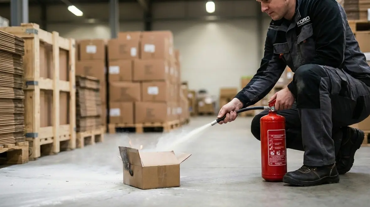 Close up of fire extinguisher class label