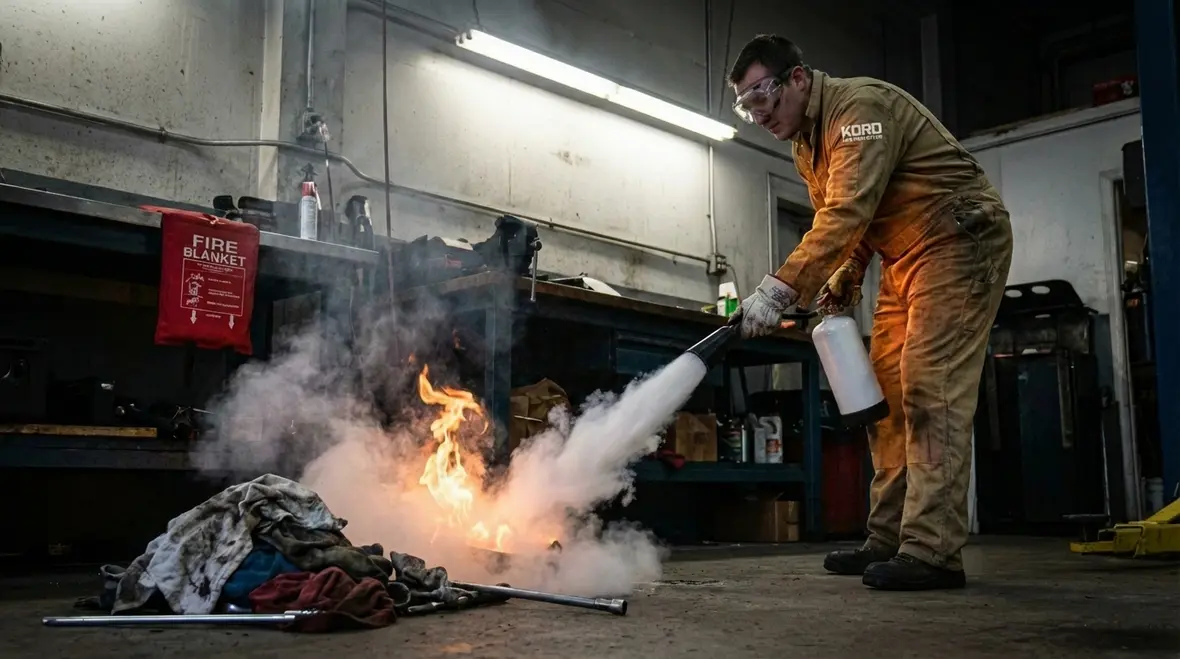 Class C fire extinguisher near electrical panel