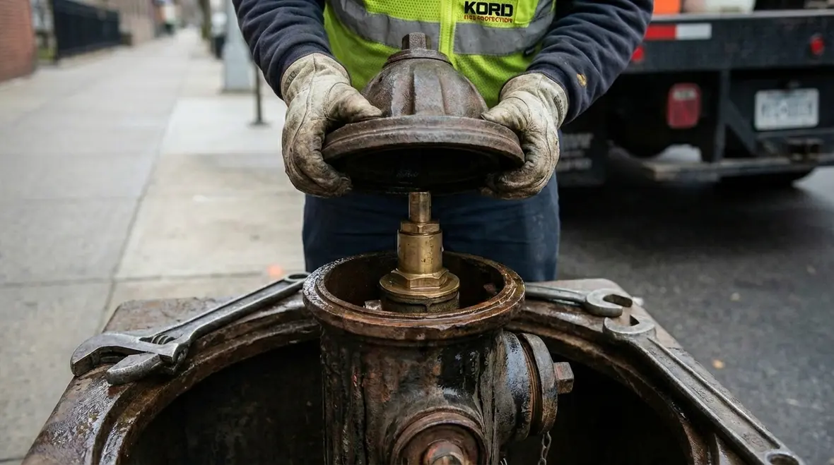 Labeled diagram of fire hydrant parts