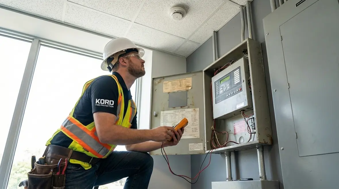 Protected stairwell and illuminated exits designed for fire safety