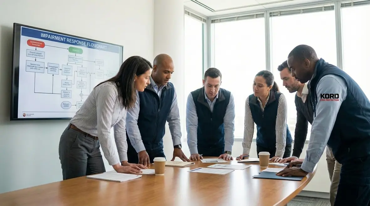 Control valves tagged during a fire protection impairment