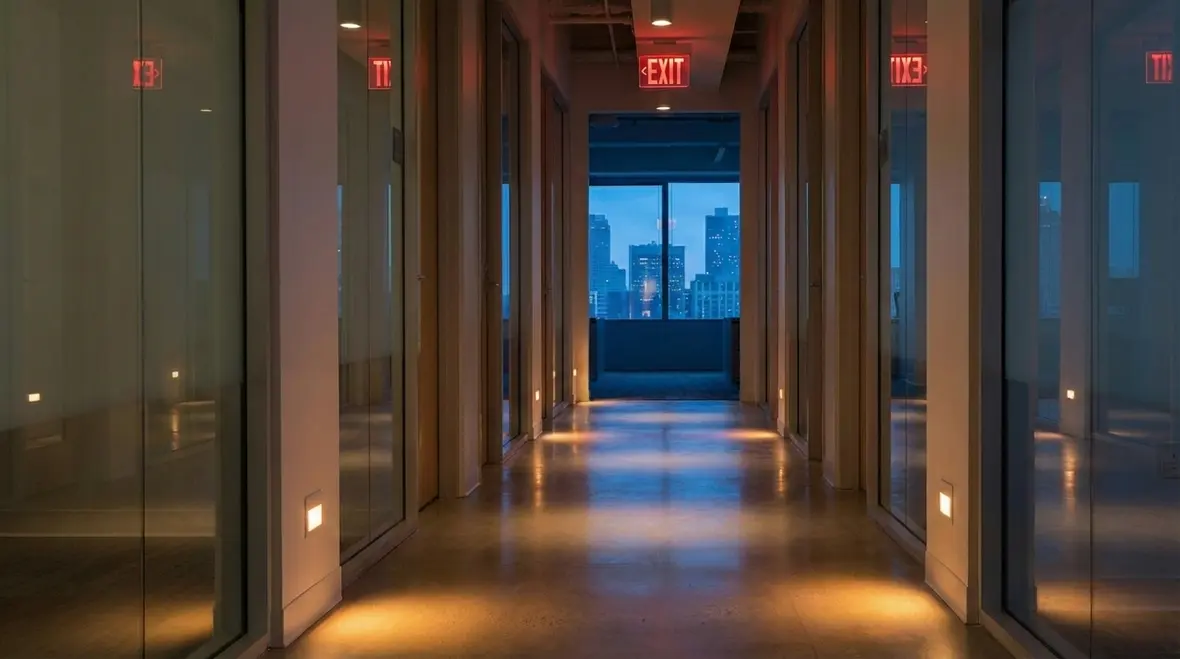 Arcadia emergency egress lighting in commercial corridor