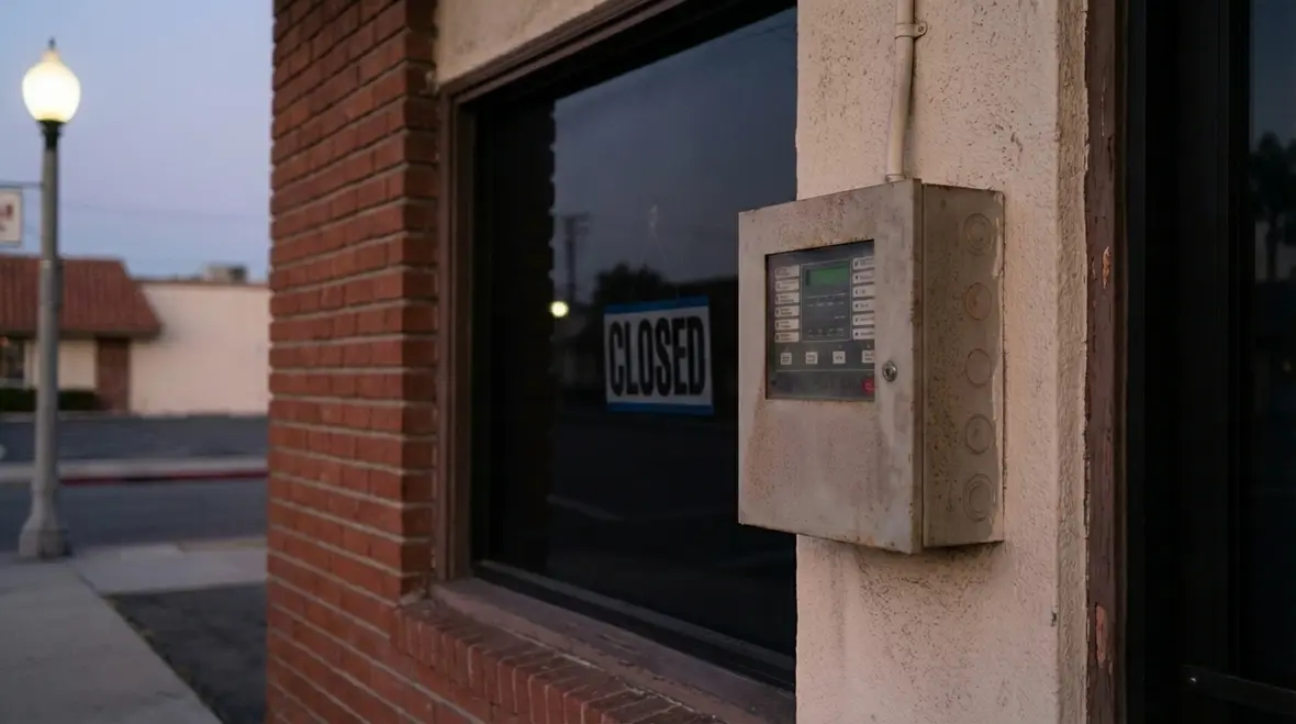 Fire alarm technician inspecting Artesia business system