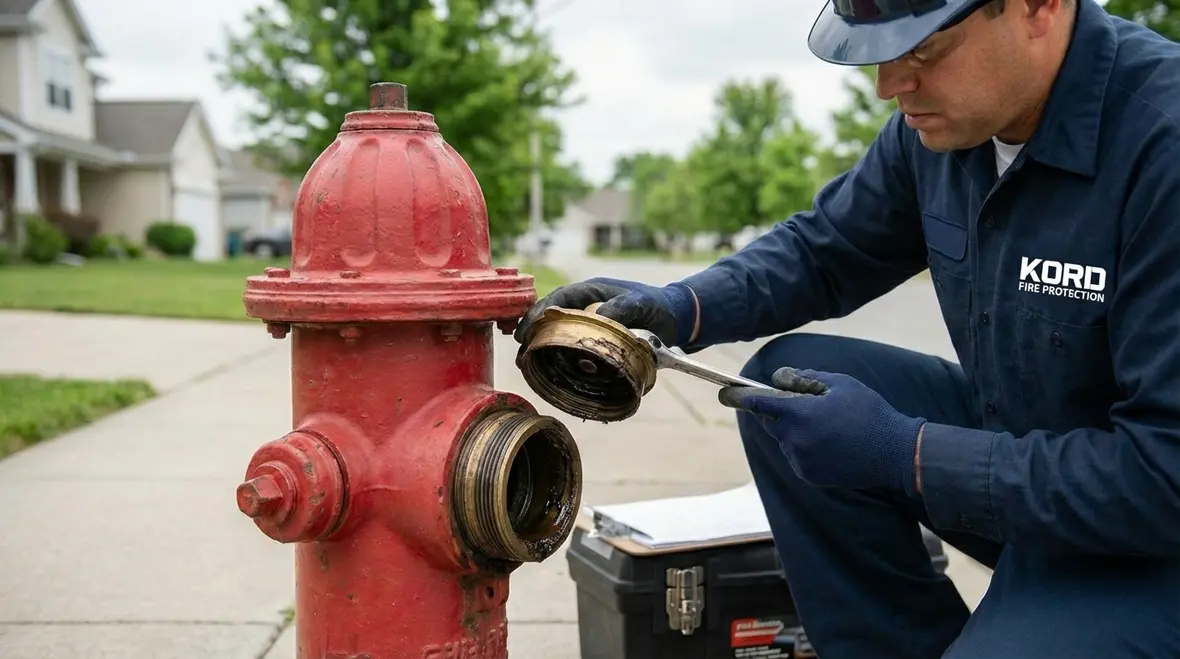 Close up of an Azusa fire hydrant ready for emergency use