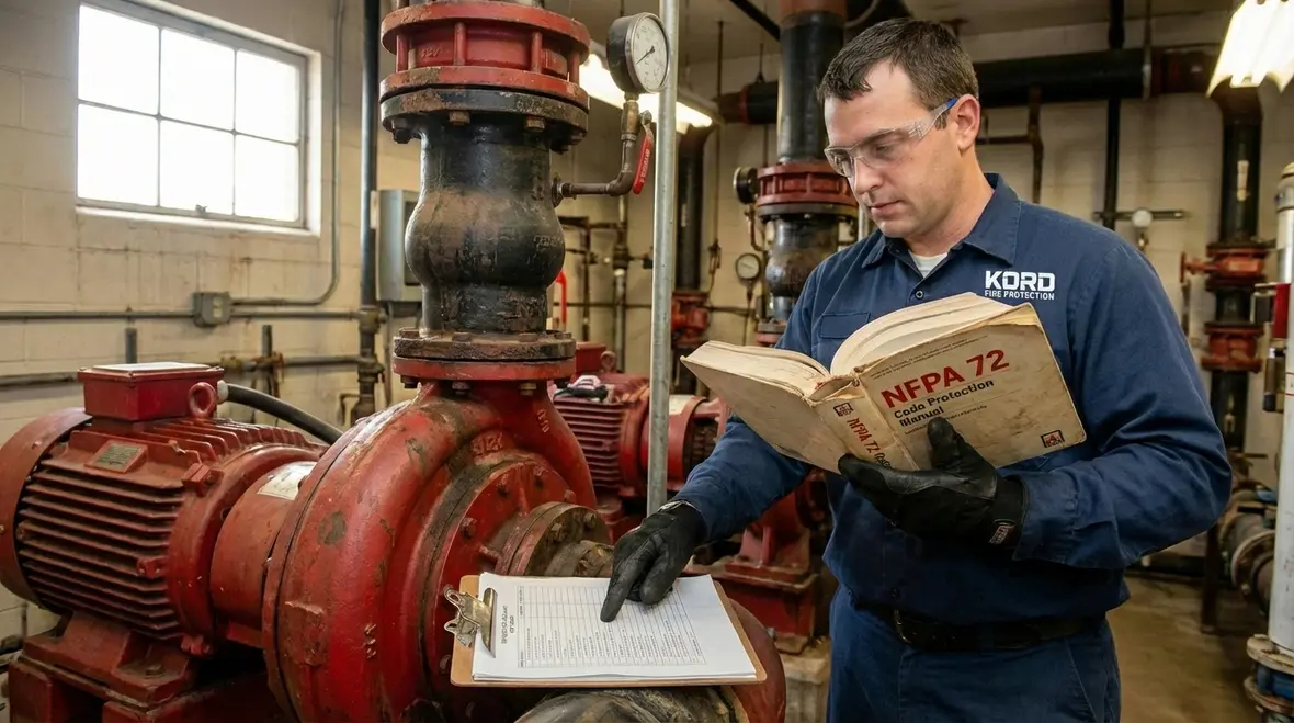 Fire pump room inspection documentation and gauges
