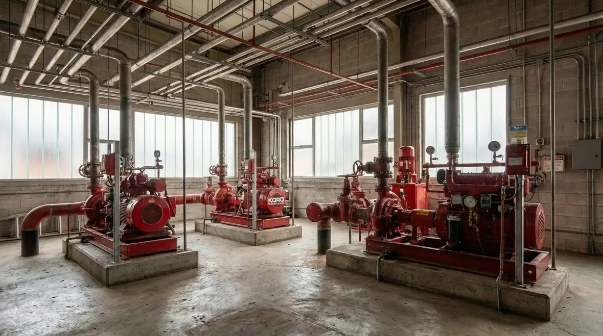 Technicians conducting annual fire pump flow test in Azusa