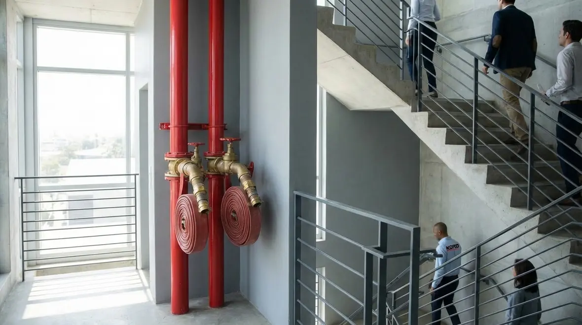 Fire standpipe inspection in Azusa commercial building