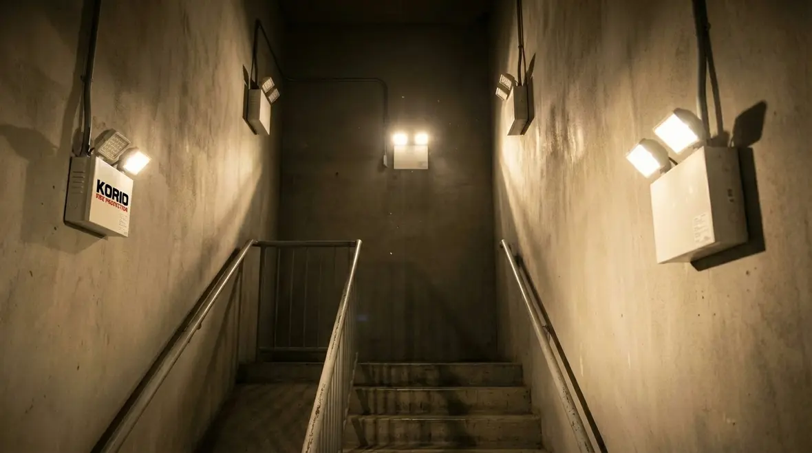 Bellflower exit stairwell lighting during power outage