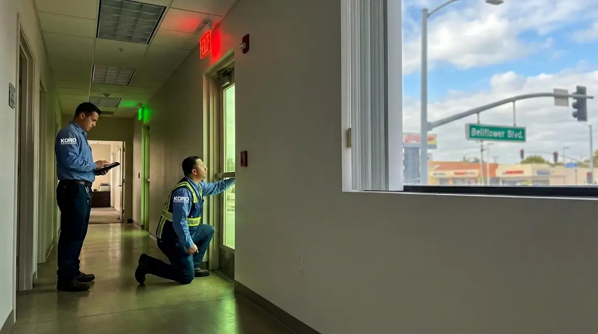 Bellflower egress lighting emergency exit corridor