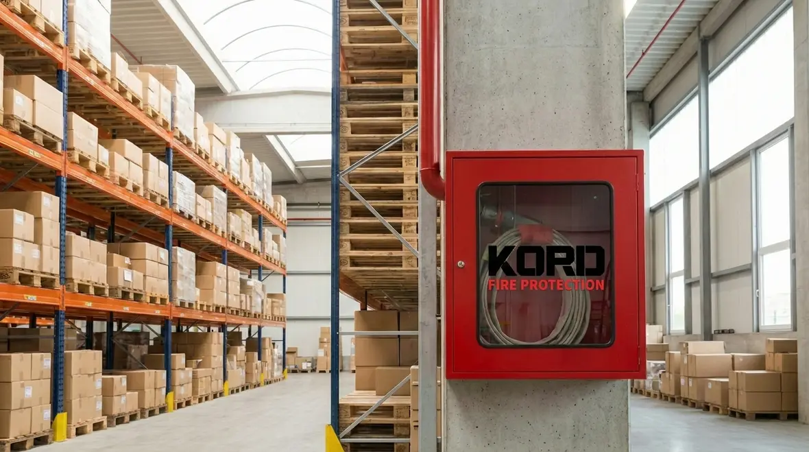 Warehouse standpipe hose valve and cabinet in Carson