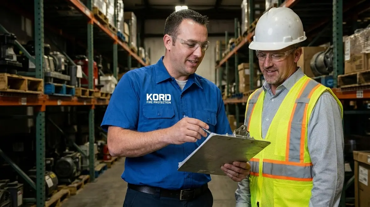 Technicians conducting standpipe and sprinkler testing in Carson