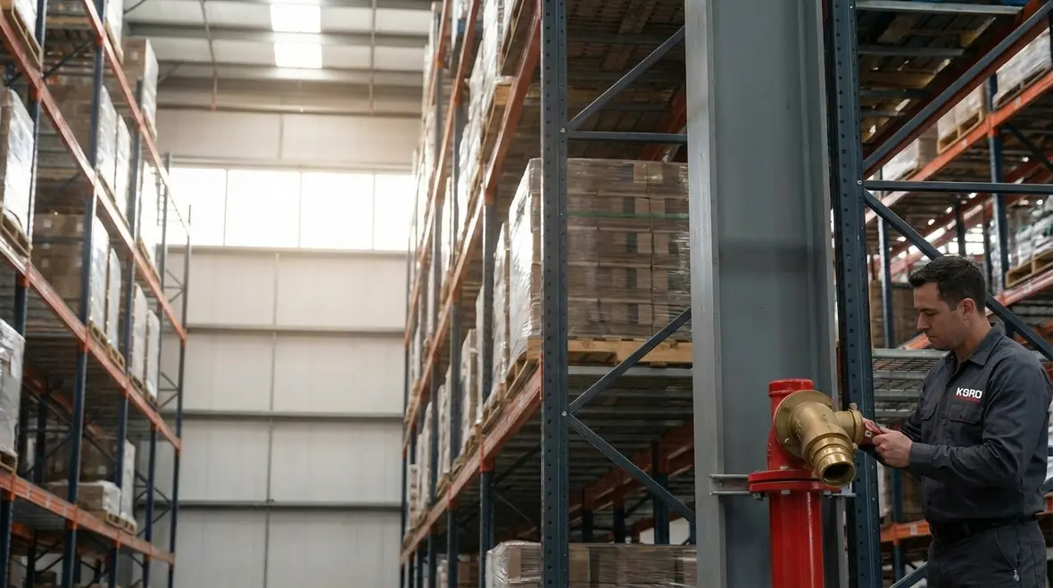 Technician performing Carson warehouse standpipe inspection