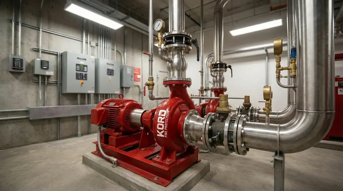 Technician performing Calabasas fire pump testing