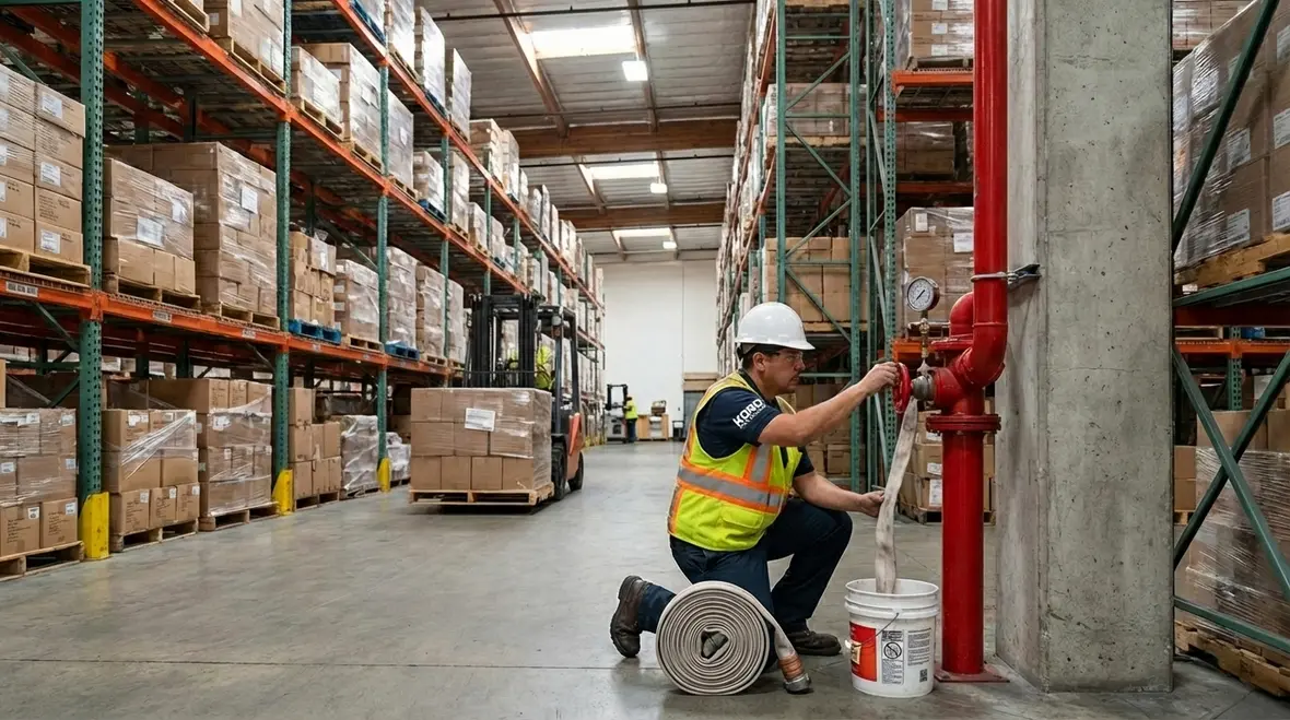 Carson standpipe maintenance in a large warehouse