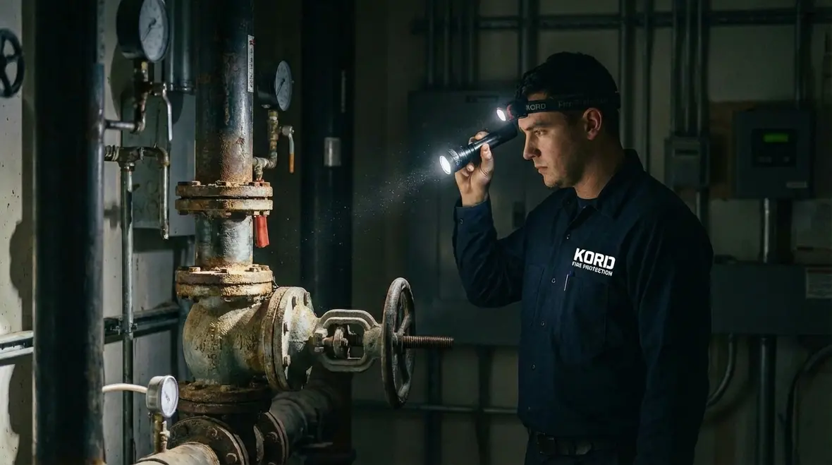 Office hallway with compliant fire doors and exits