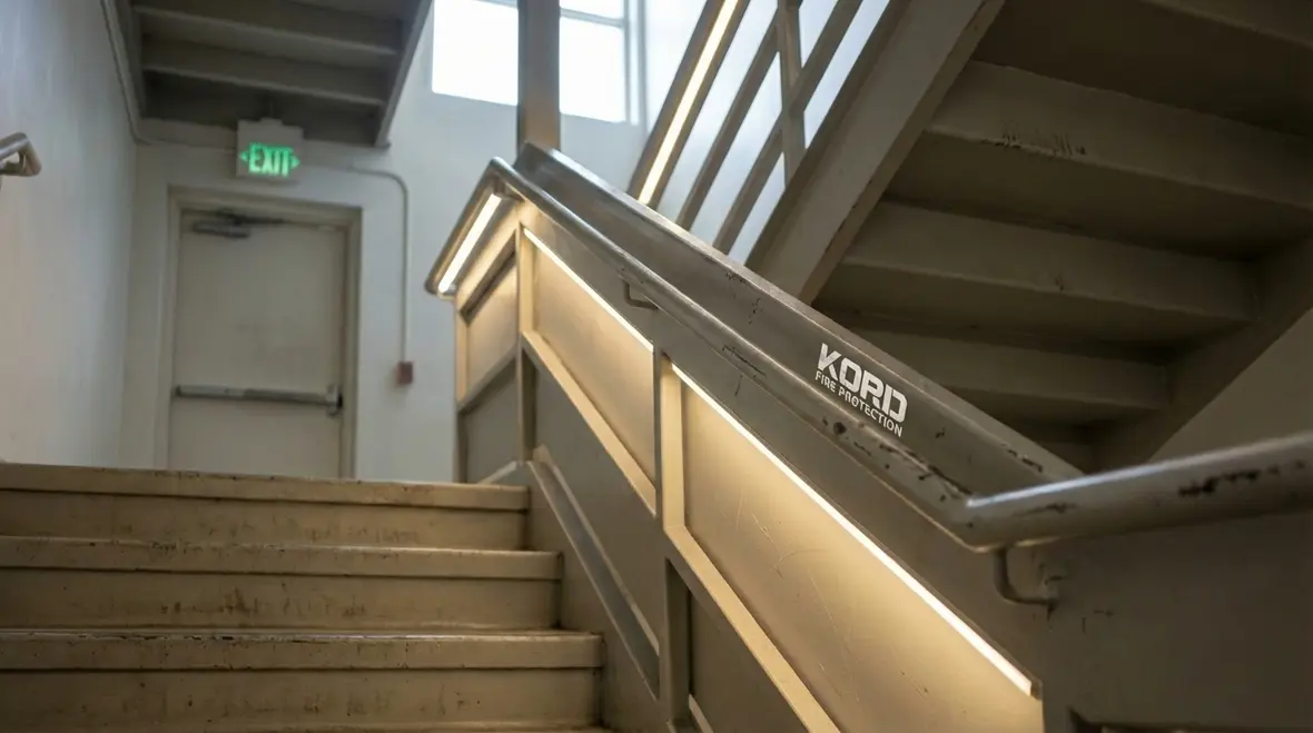 Emergency exit corridor lighting in Claremont commercial property