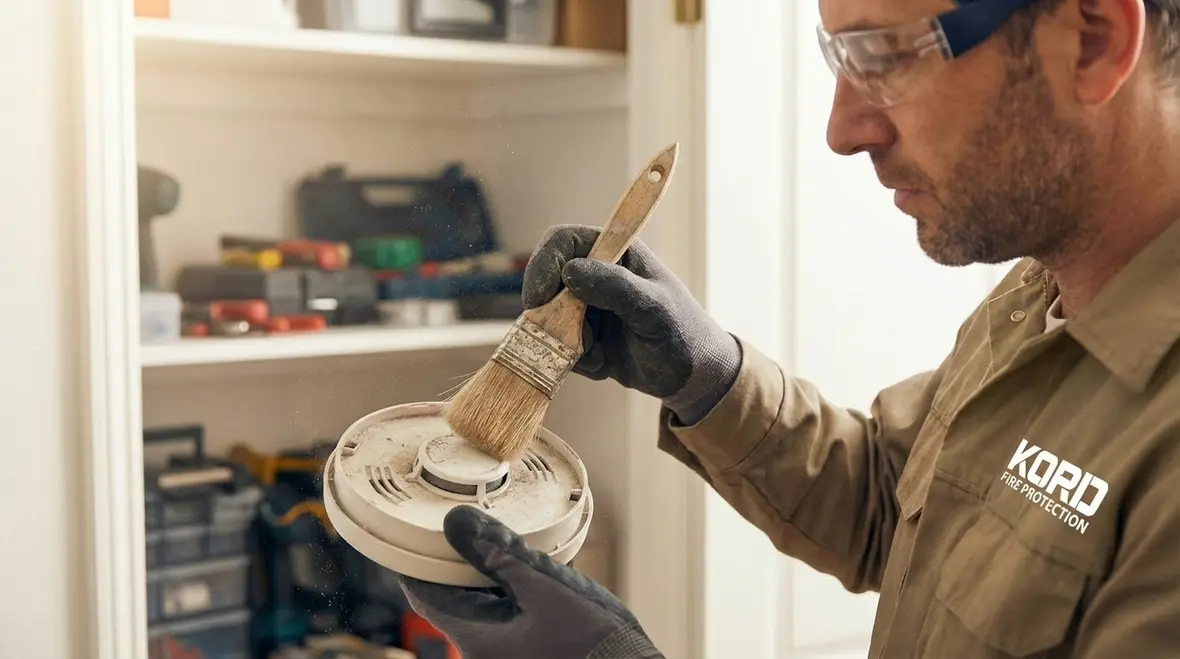 Ceiling-mounted fire detection devices placed to reduce false alarms