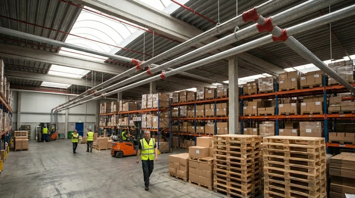 Warehouse fire sprinkler system inspection in Commerce