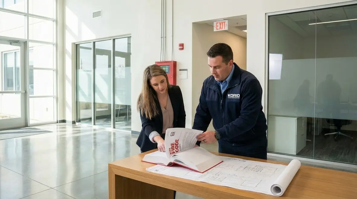 Fire safety compliance inspection in a Cudahy business